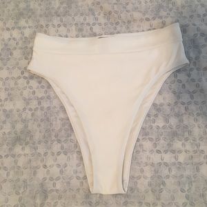 White High Waisted Cheeky Bathing Suit Bottoms